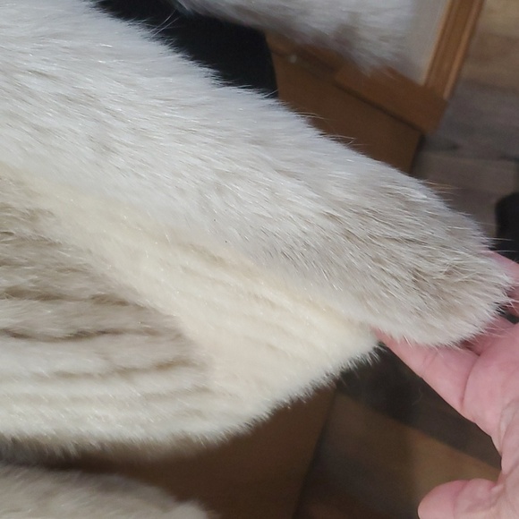 Vintage mink corded coat zinman furs tourmaline cream fox collar euc - Picture 3 of 13